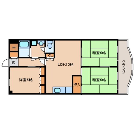 南生駒駅 徒歩10分 3階の物件間取画像